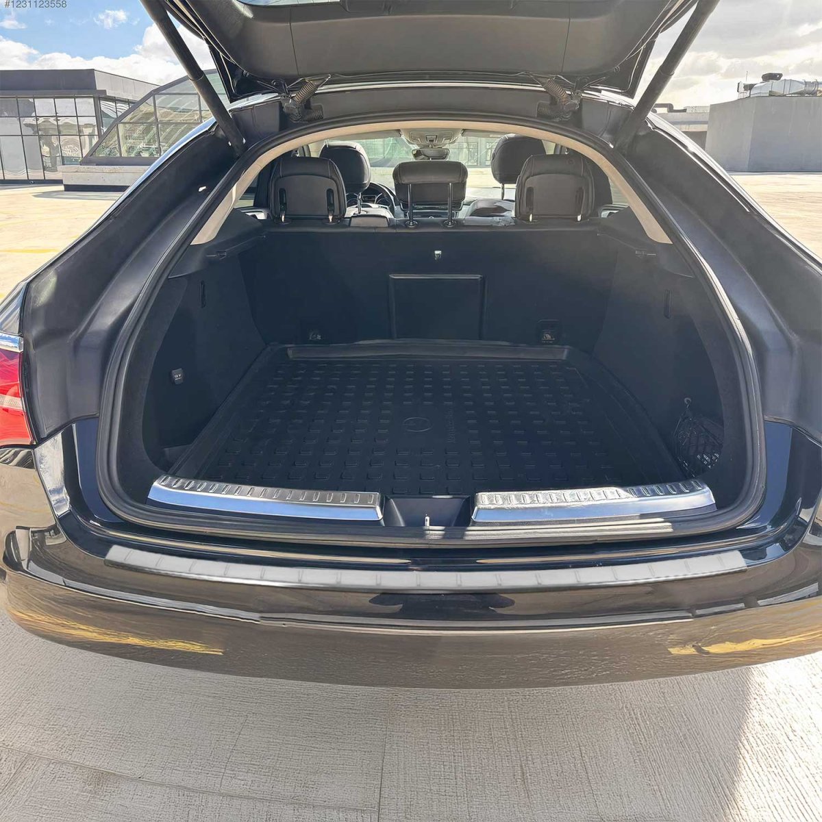 Mercedes GLE Class Rear Bumper Sill Cover - Omac - Brushed Silver - '15-'19 Mercedes GLE Class Rear Bumper Sill Cover - Omac - Brushed Silver - '15-'19